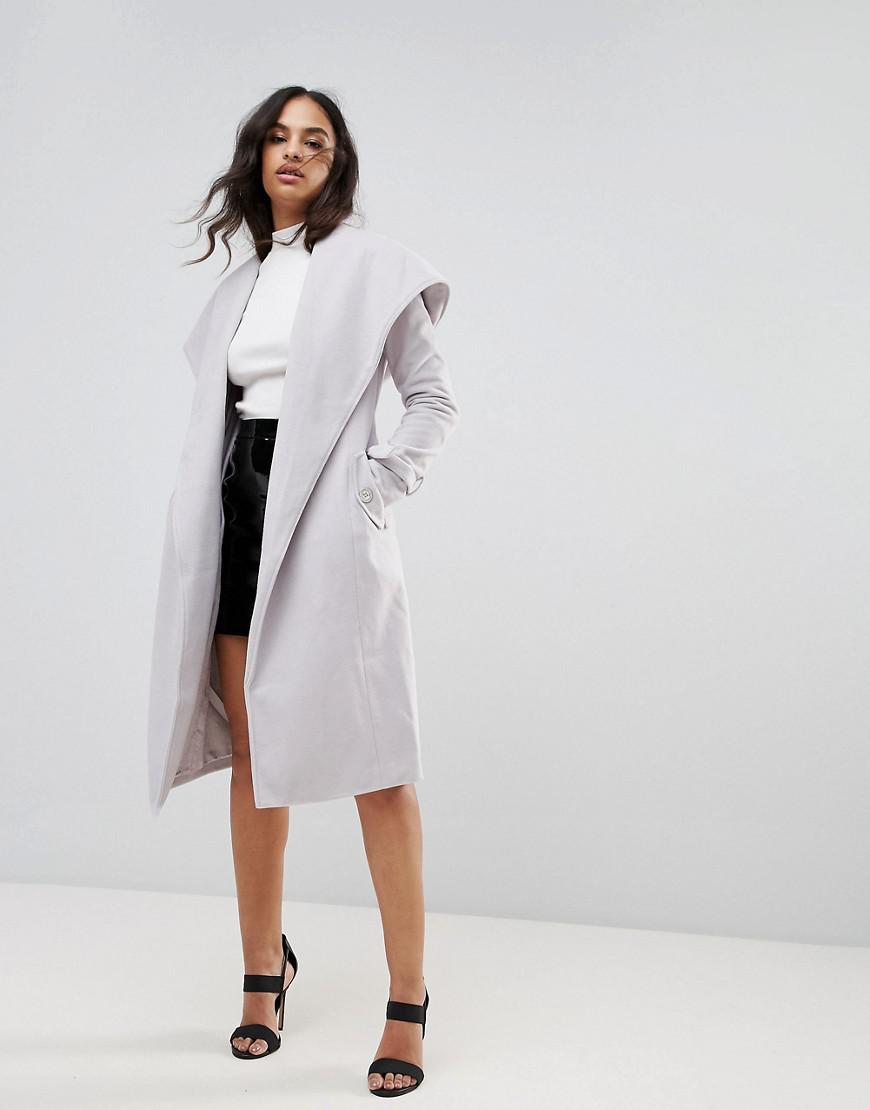 hooded grey wool coat