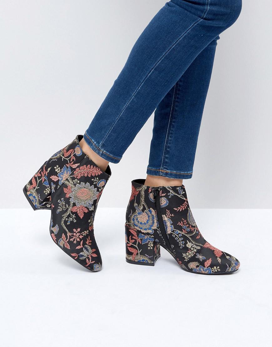 floral heeled boots