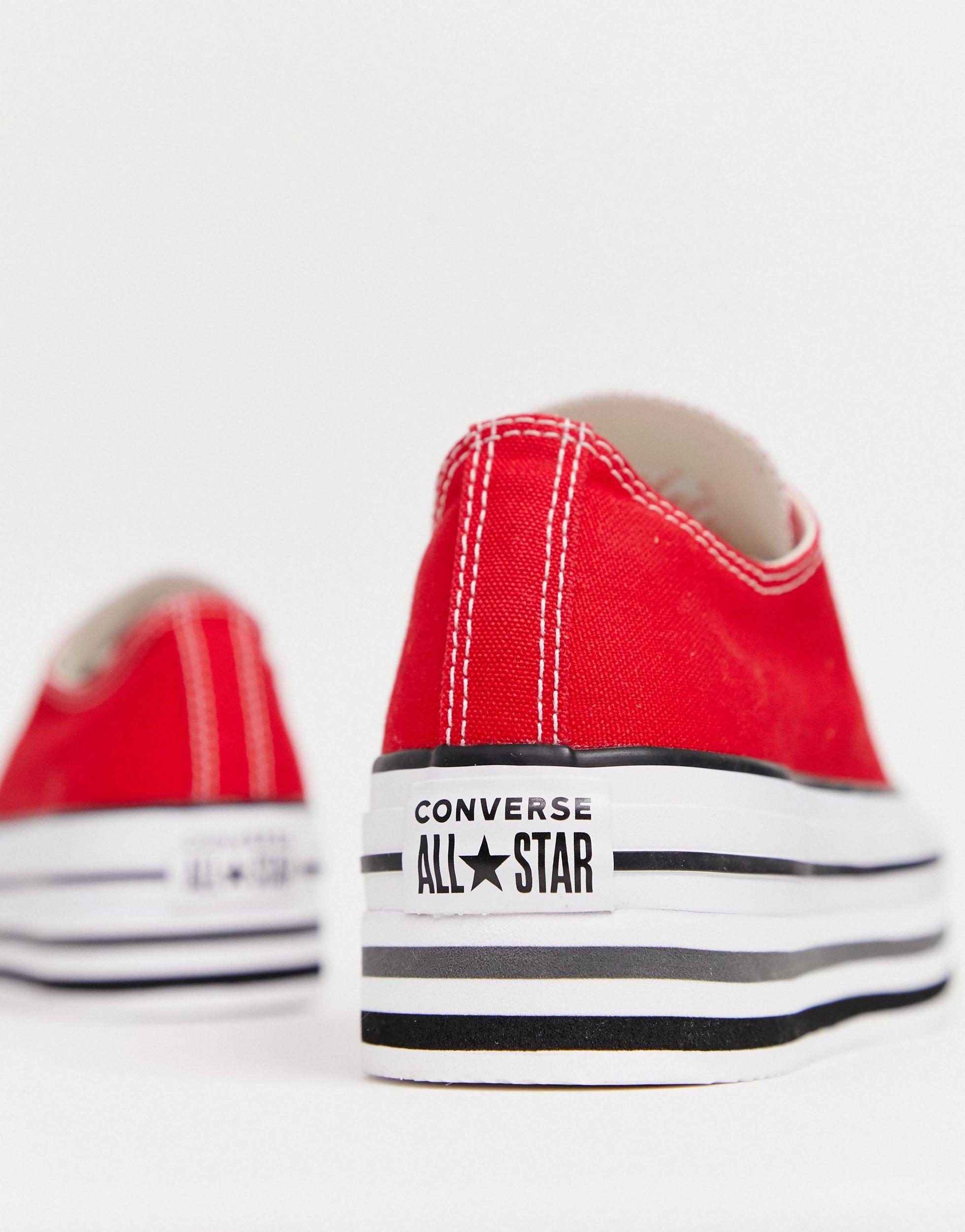 red converse platform sneakers