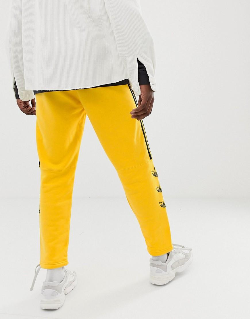 adidas Originals Cotton Trefoil Stripe Sweatpants In Yellow for Men - Lyst