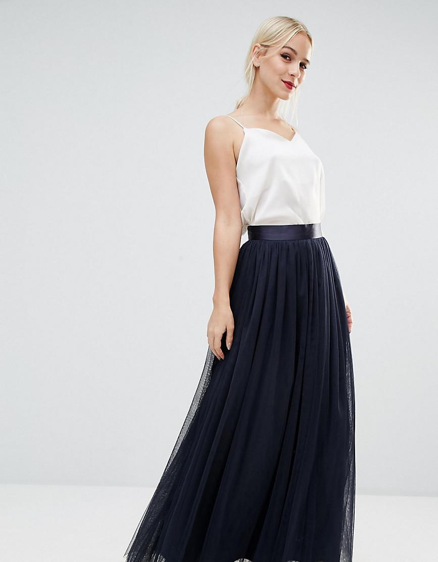 navy tulle maxi skirt