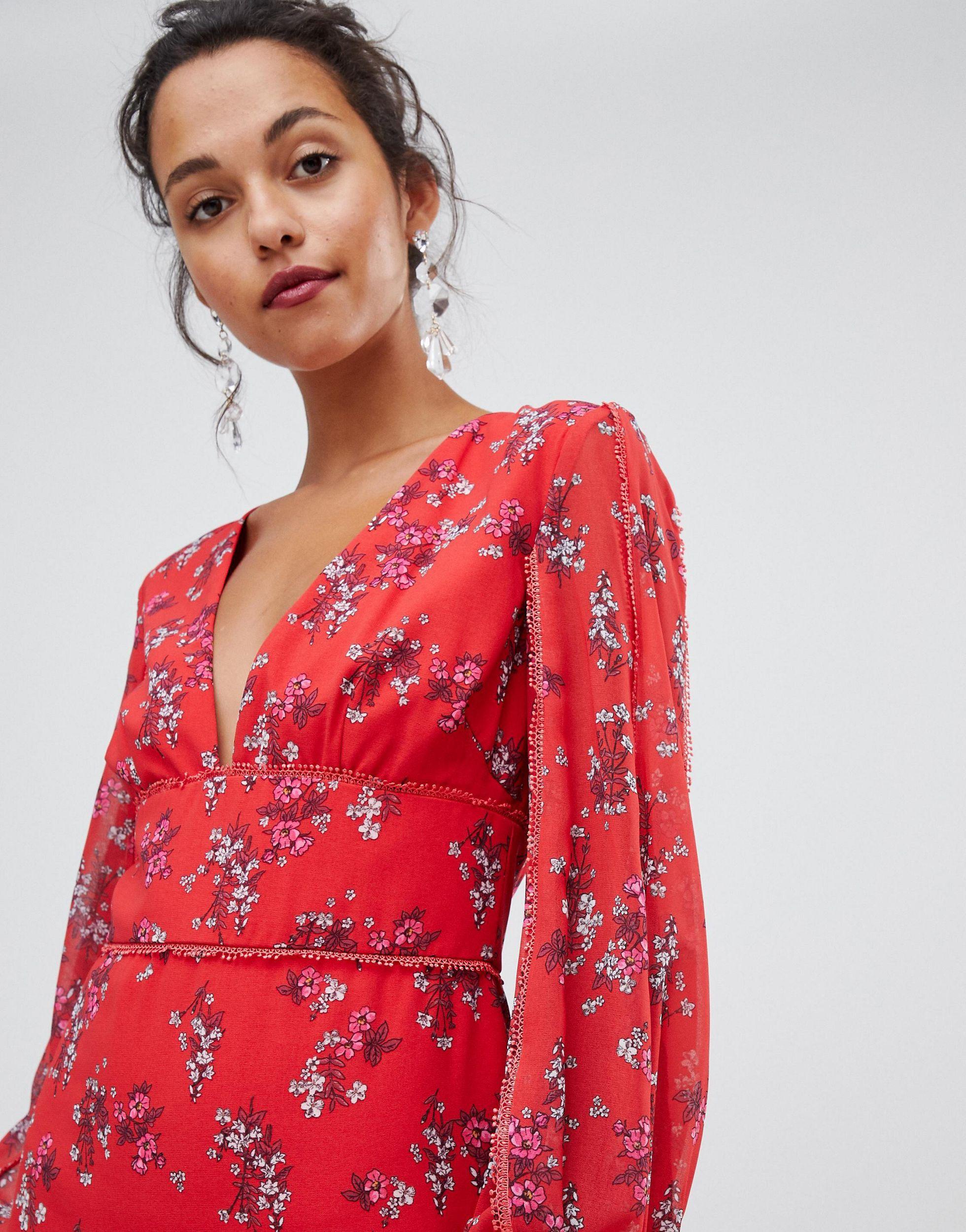 keepsake heart and soul floral ruffle long sleeve mini dress