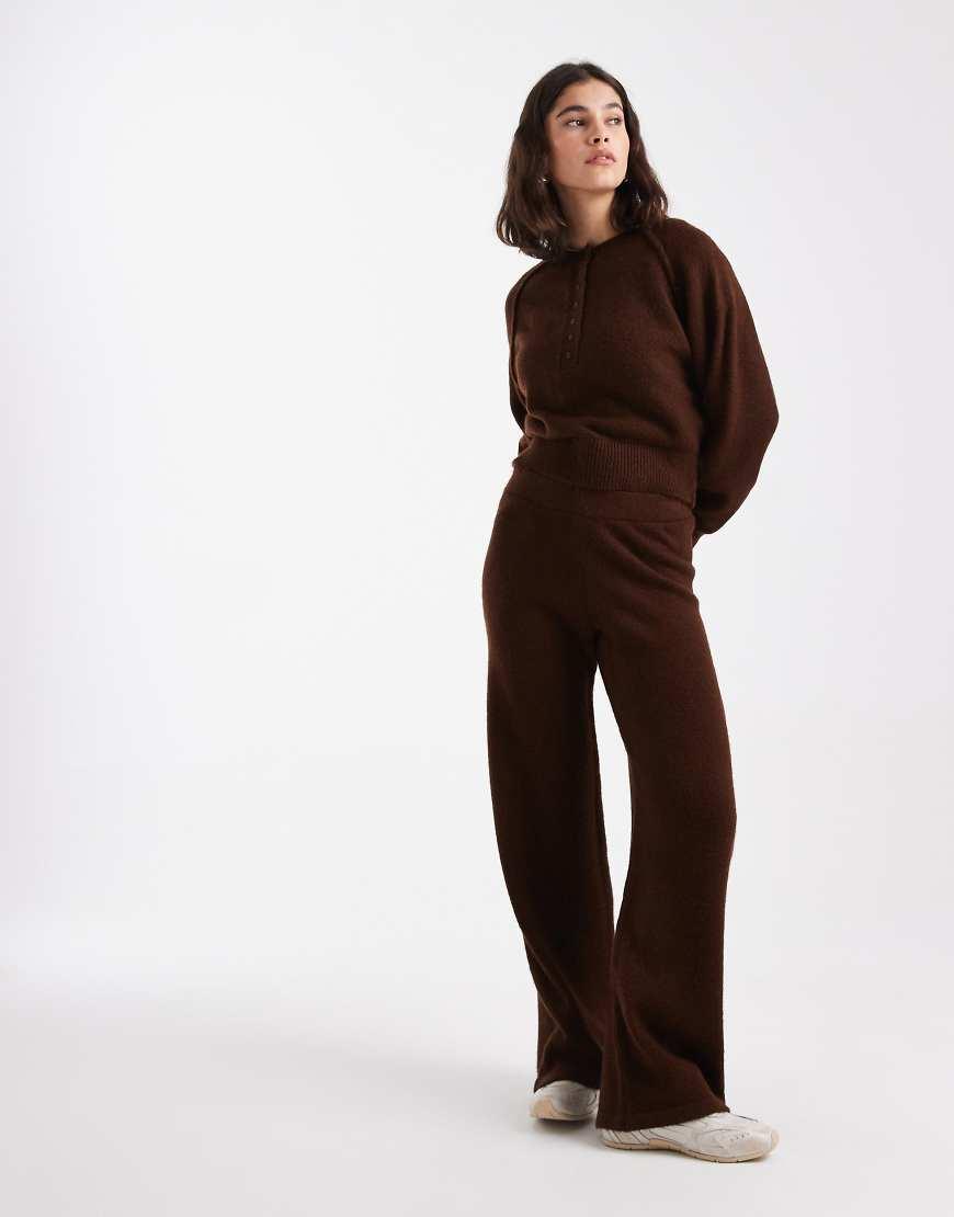 ASOS Co-ord Knitted Wide Leg Trousers in Brown Lyst UK