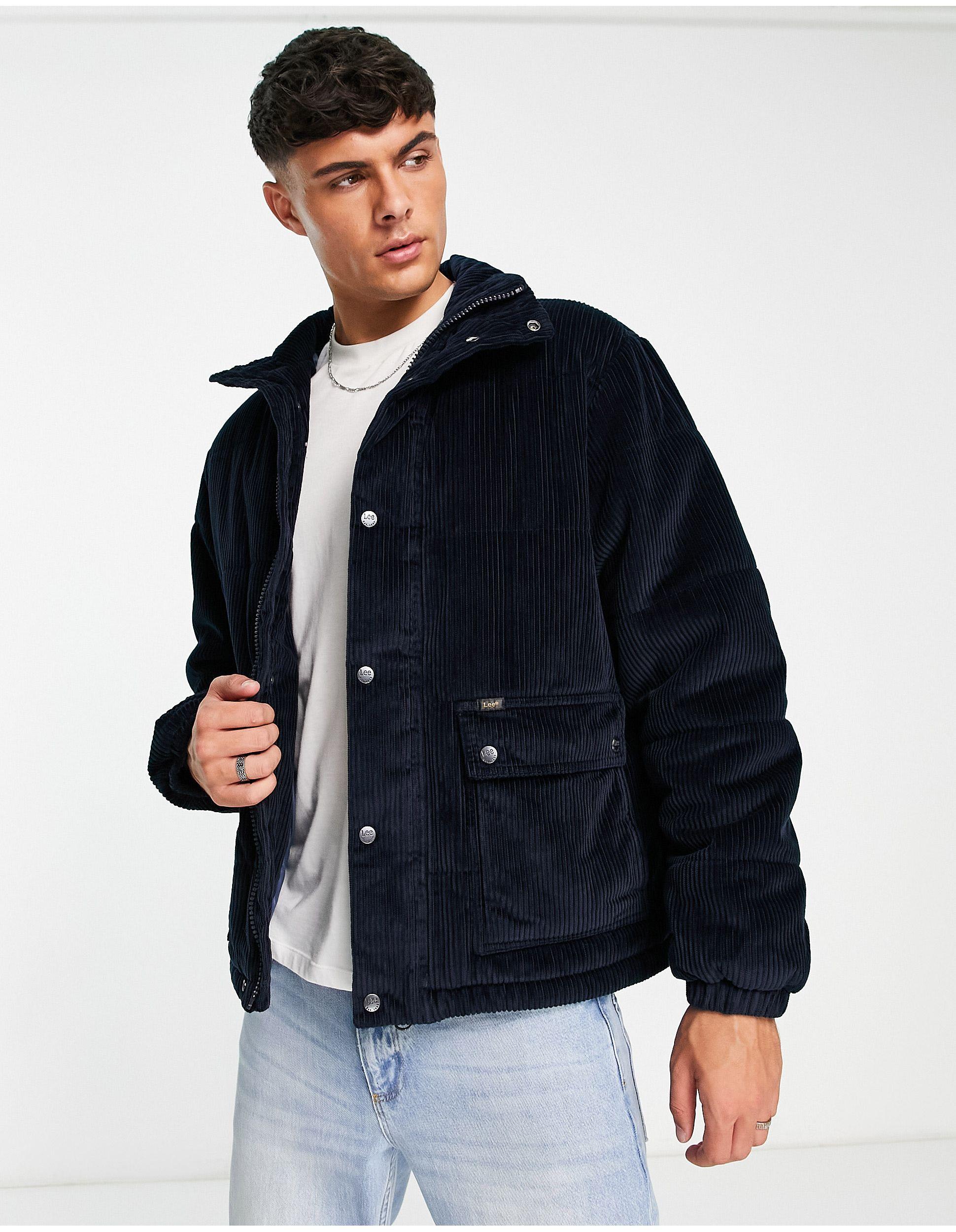 Lee Jeans 2 Pocket Wide Wale Cord Puffer Jacket in Blue for Men | Lyst