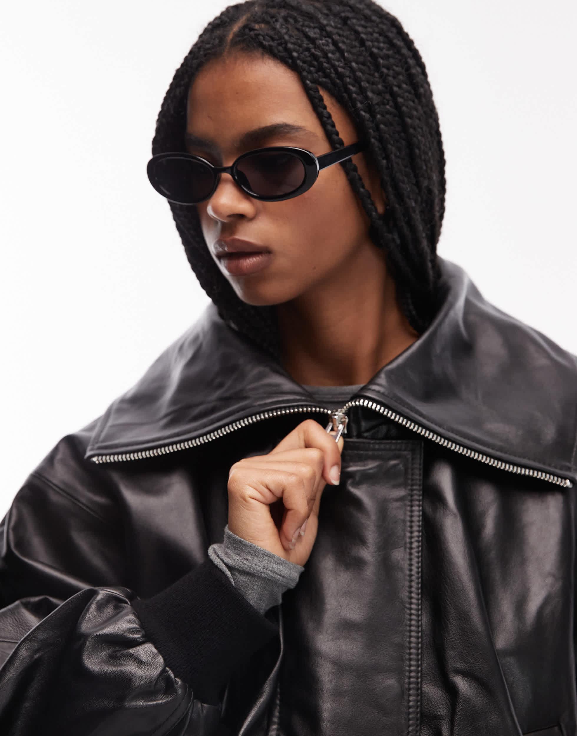 Mango – oversize-bomberjacke aus leder in Schwarz Lyst AT