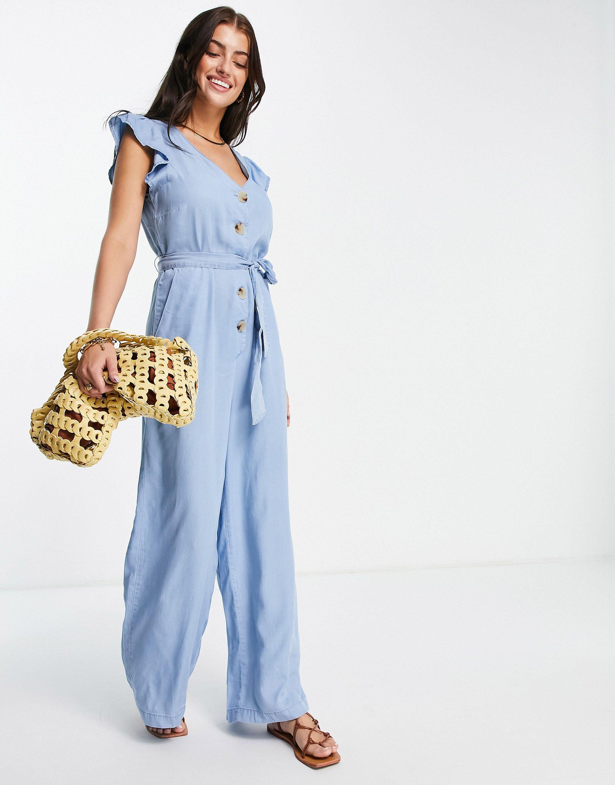 Vero Moda Chambray Jumpsuit With Frill 
