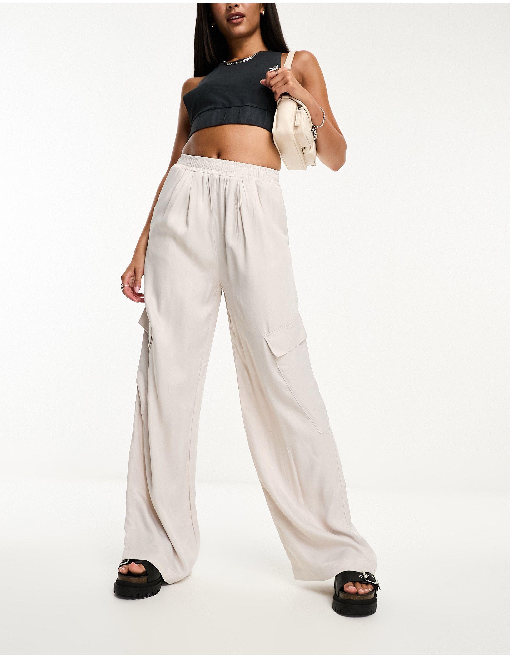 Missguided Satin Cargo Trousers With Tie Cuff Detail In Black Lyst |  lupon.gov.ph