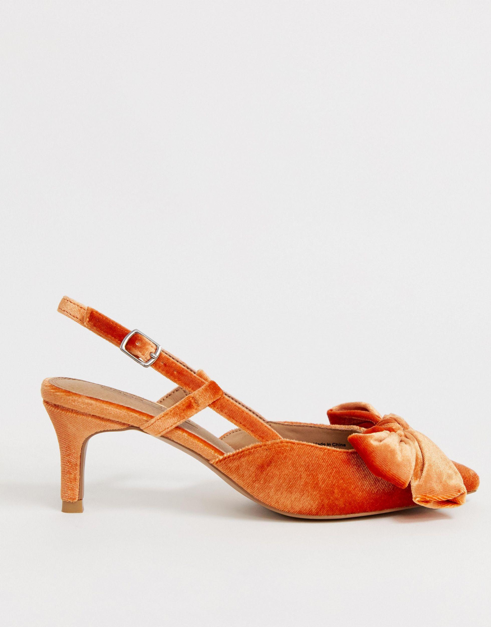 ASOS Sherry Bow Kitten Heels in Orange | Lyst UK