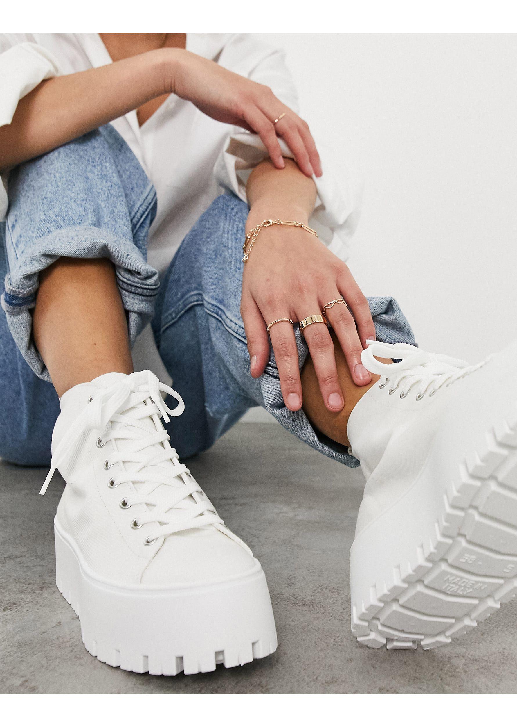 ASOS Detra Chunky High Top Canvas Sneakers in White | Lyst