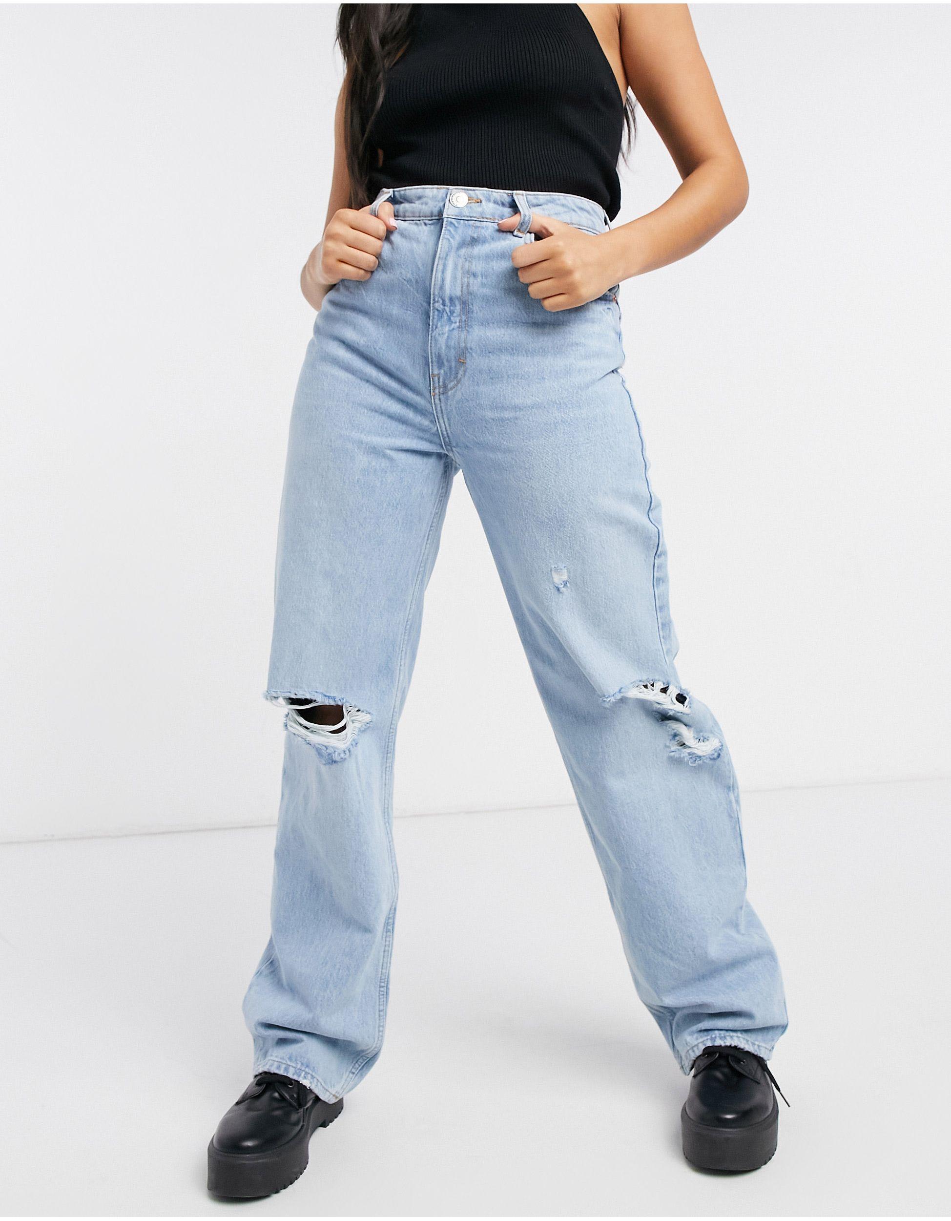 Pull\u0026Bear Denim Dad Jeans in Light Blue 