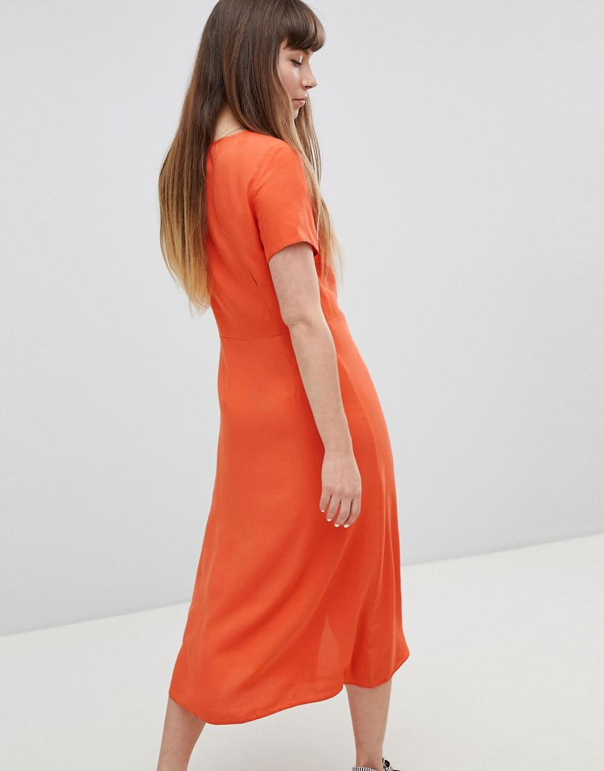 button front midi tea dress
