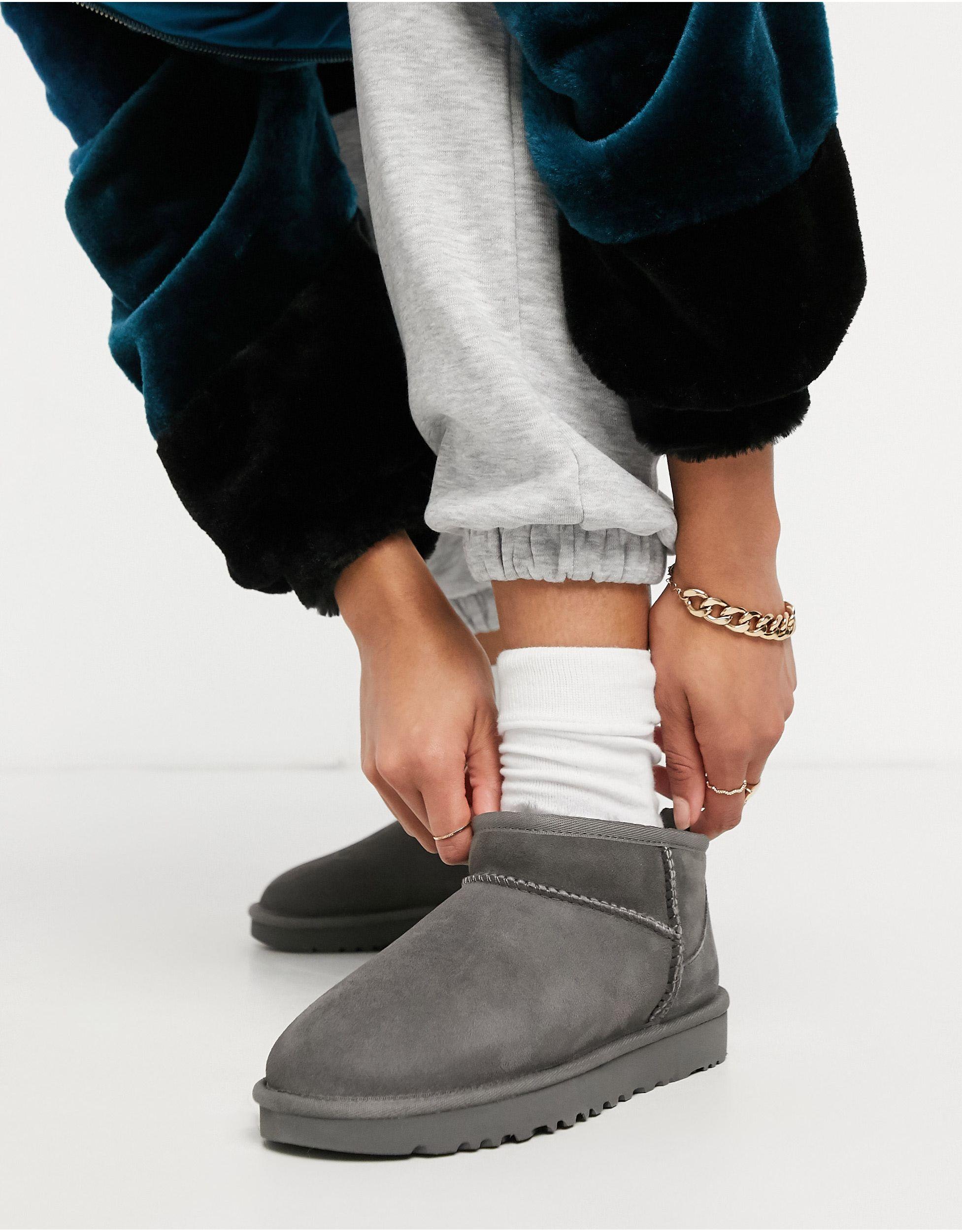 UGG Leather Classic Ultra Mini in Grey (Gray) - Save 45% - Lyst