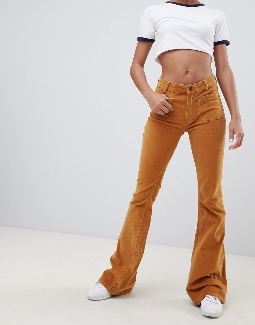 Pull&Bear Cord Flare Pants in Brown | Lyst UK