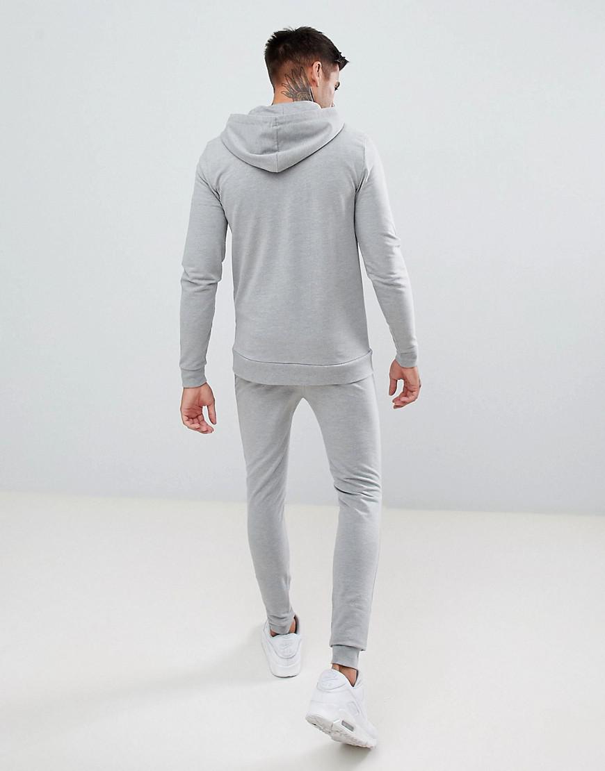 ASOS Cotton Tracksuit Muscle Zip Up Hoodie/extreme Super Skinny joggers ...