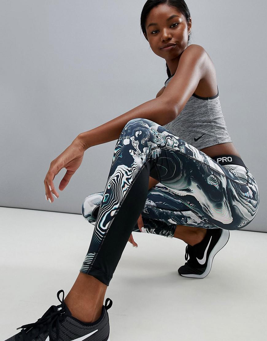 nike pro training blue marble print legging