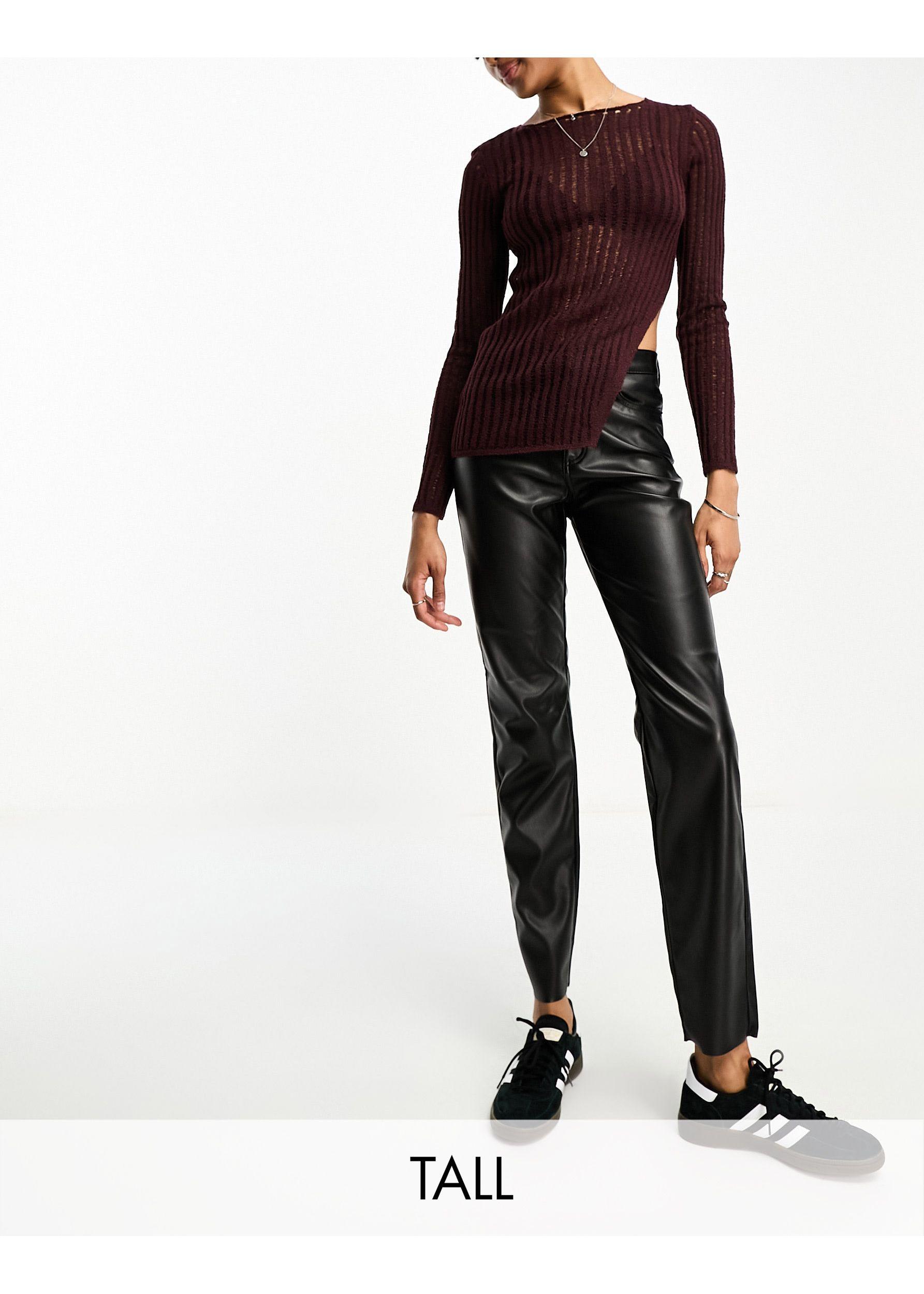 ONLY Emily Faux Leather Ankle Pants in Black | Lyst