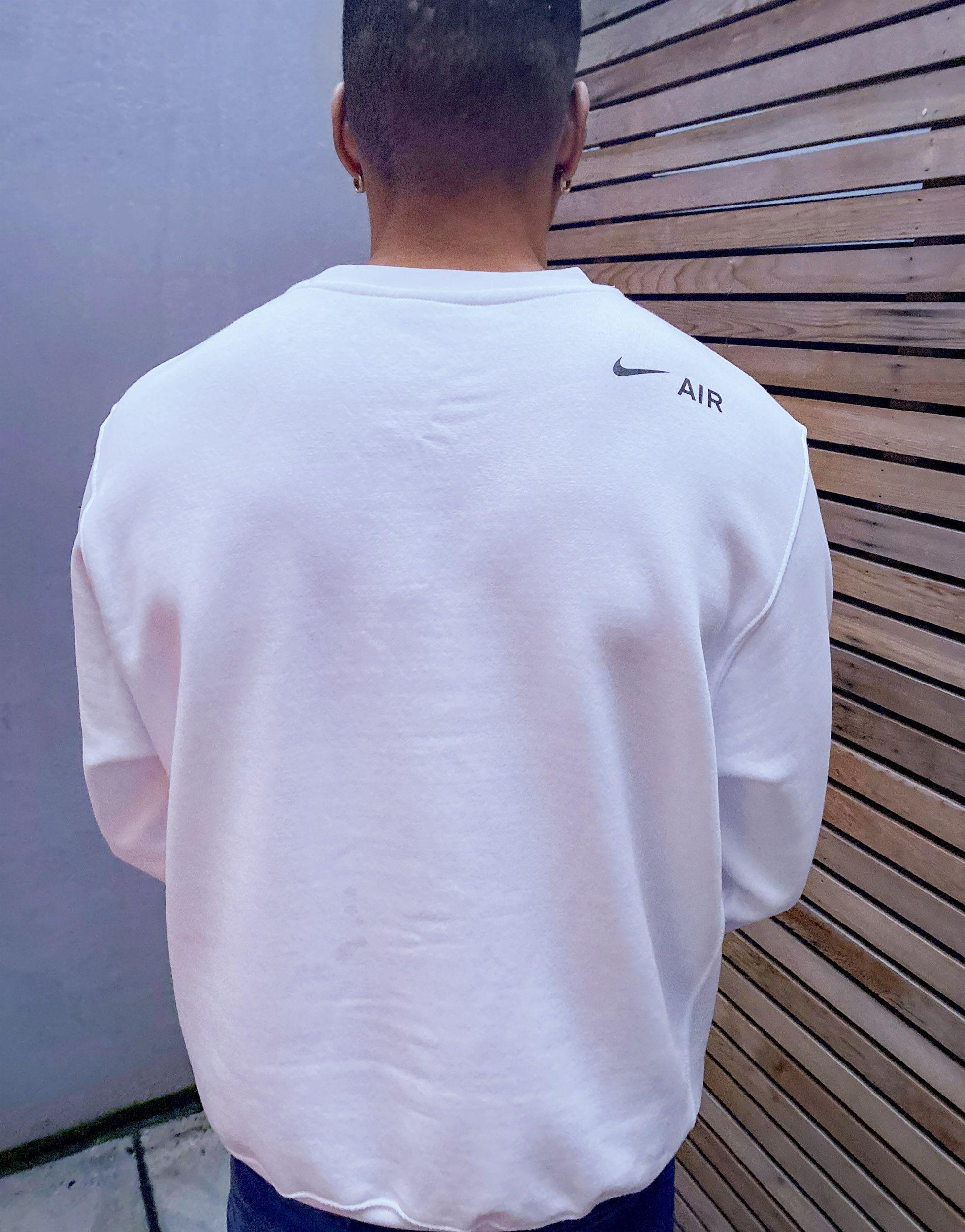 nike repeat pack logo taping crew neck sweat in grey