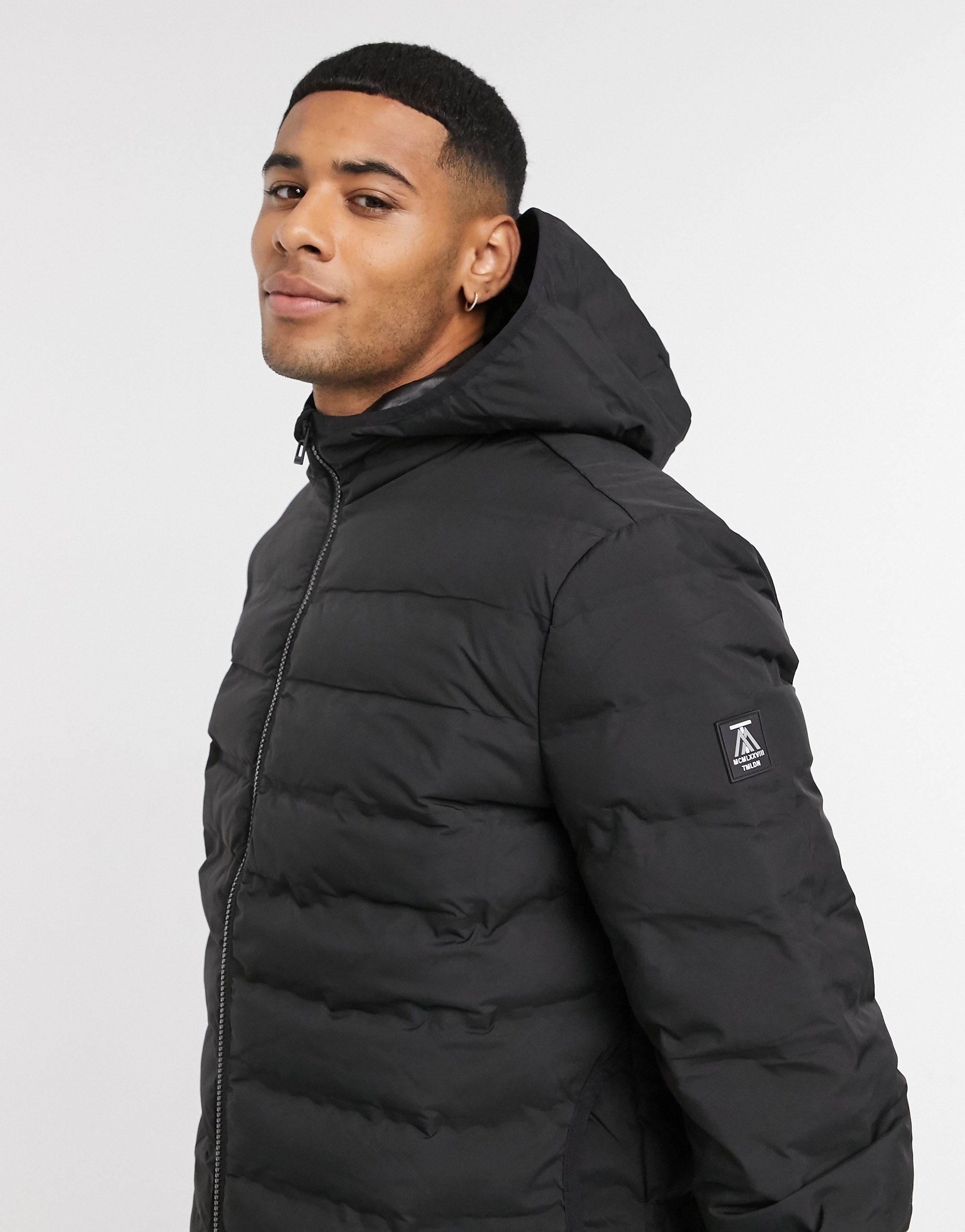 TOPMAN Recycled Liner Puffer Jacket in Black for Men | Lyst