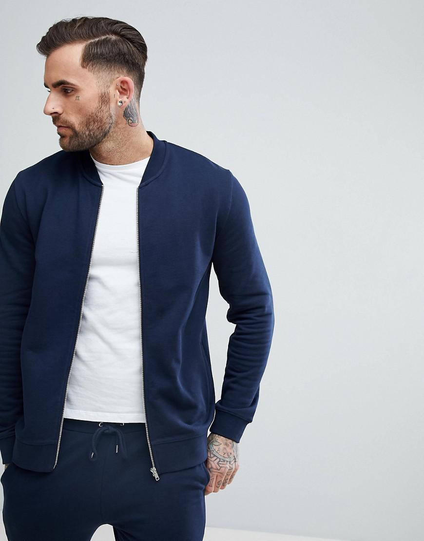 ASOS Tracksuit Bomber Jacket skinny Joggers In Navy in Blue for
