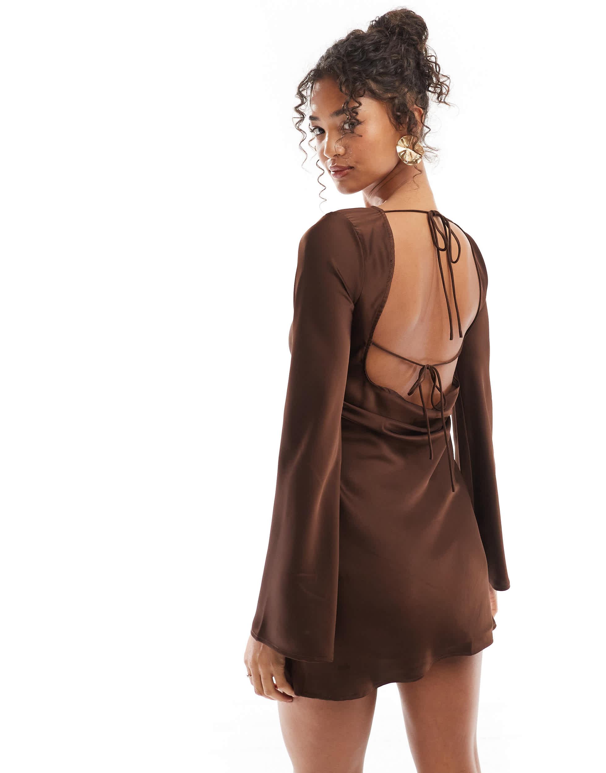 Bershka Brown Leather Dress Bershka Dress In Chocolate ABOUT YOU