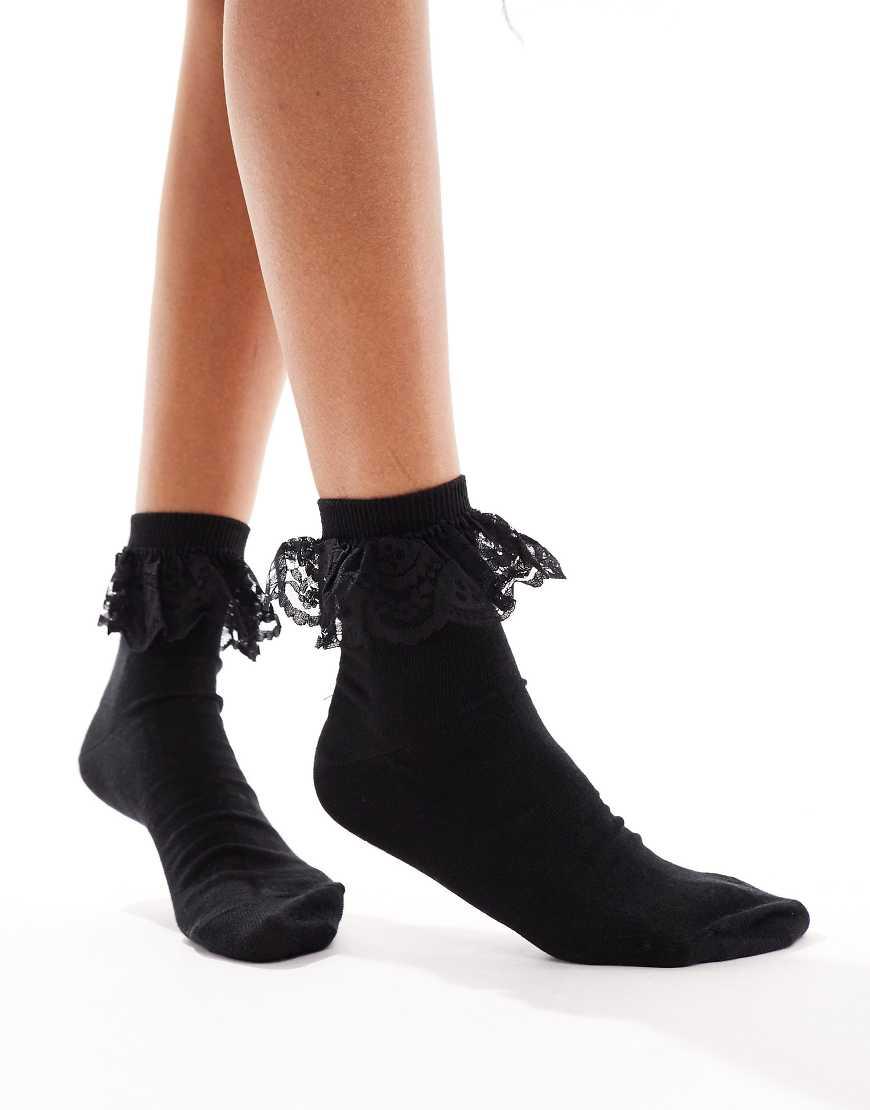 Calzettoni Calze Per Dottor Martens Calzini Neri Con Volant Di