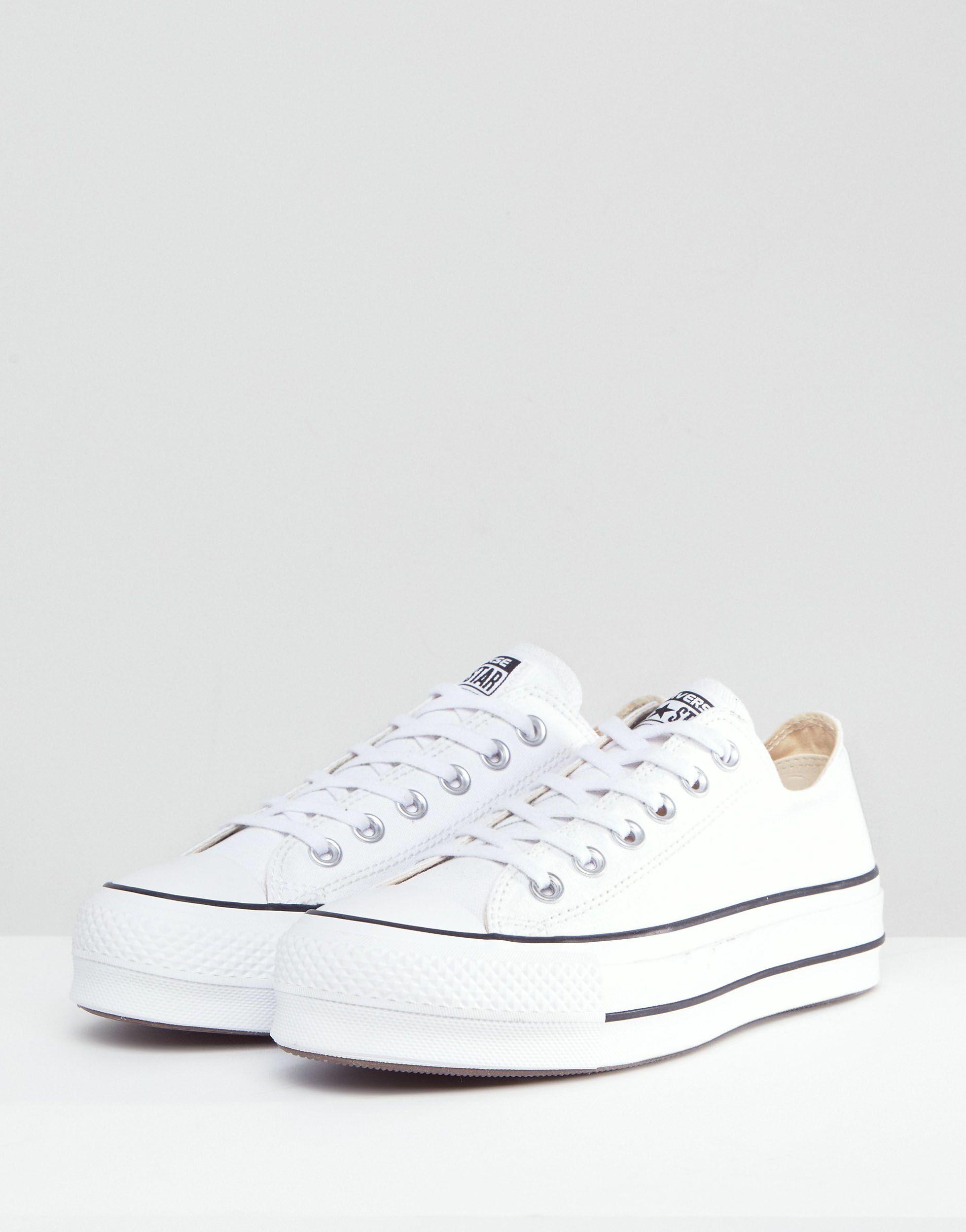 Converse Canvas Chuck Taylor All Star Platform Ox Trainers in White | Lyst