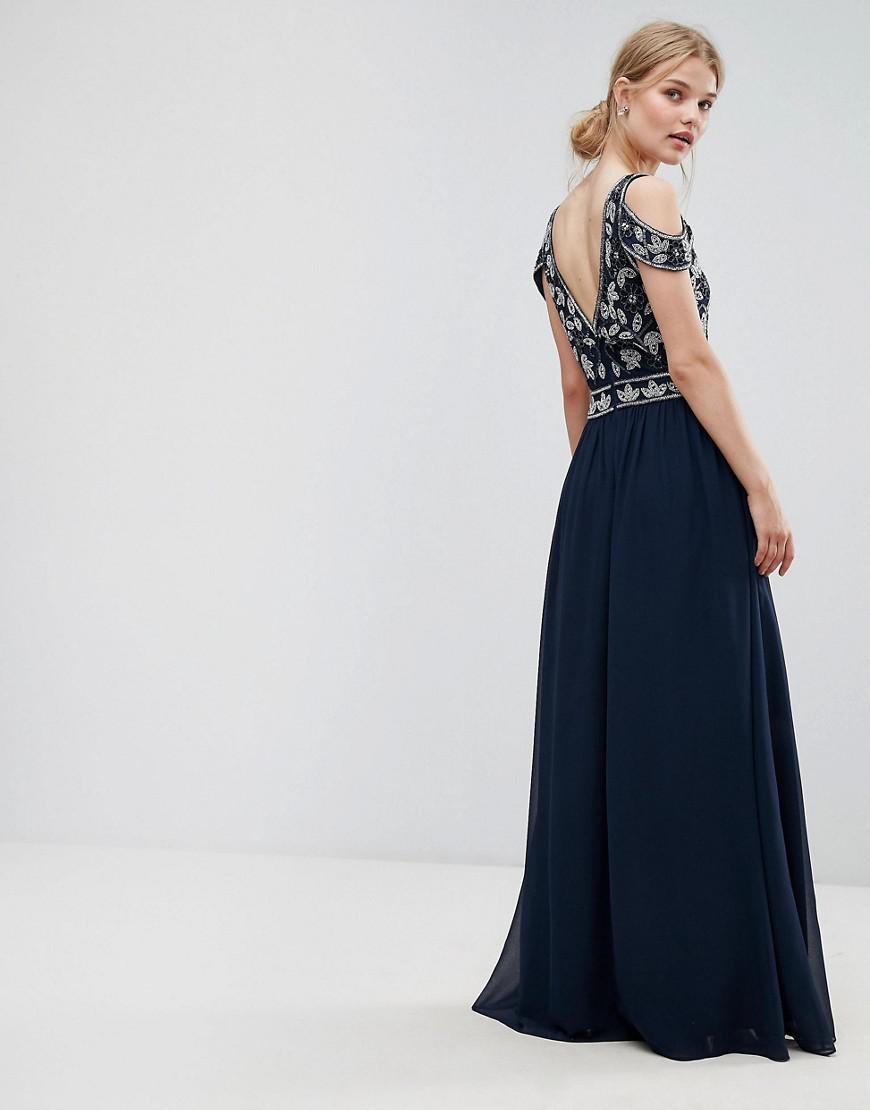 frock and frill navy embellished dress