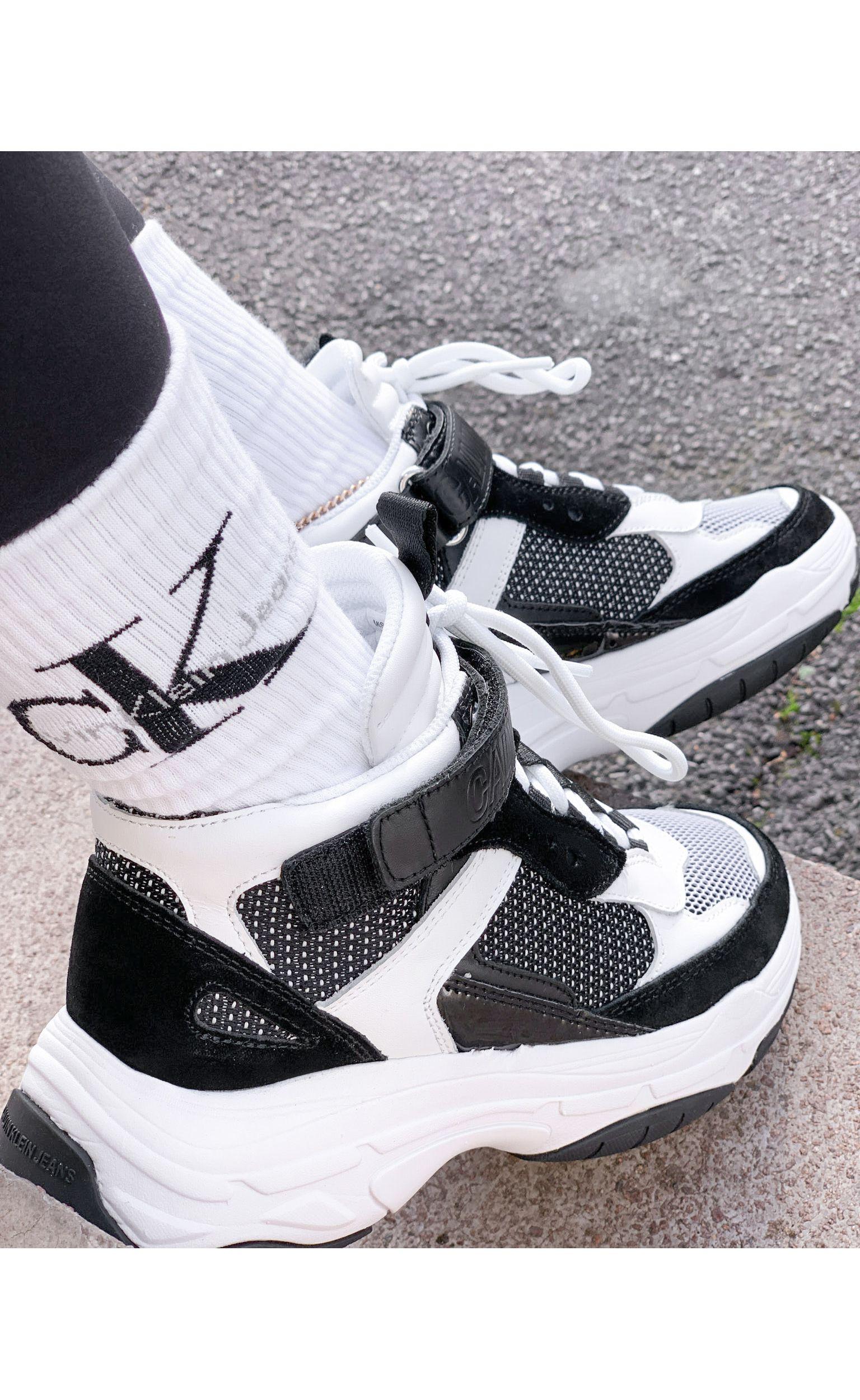 Calvin Klein Jeans Dames Sneakers Zwart wit combi runner dz | Van den Assem