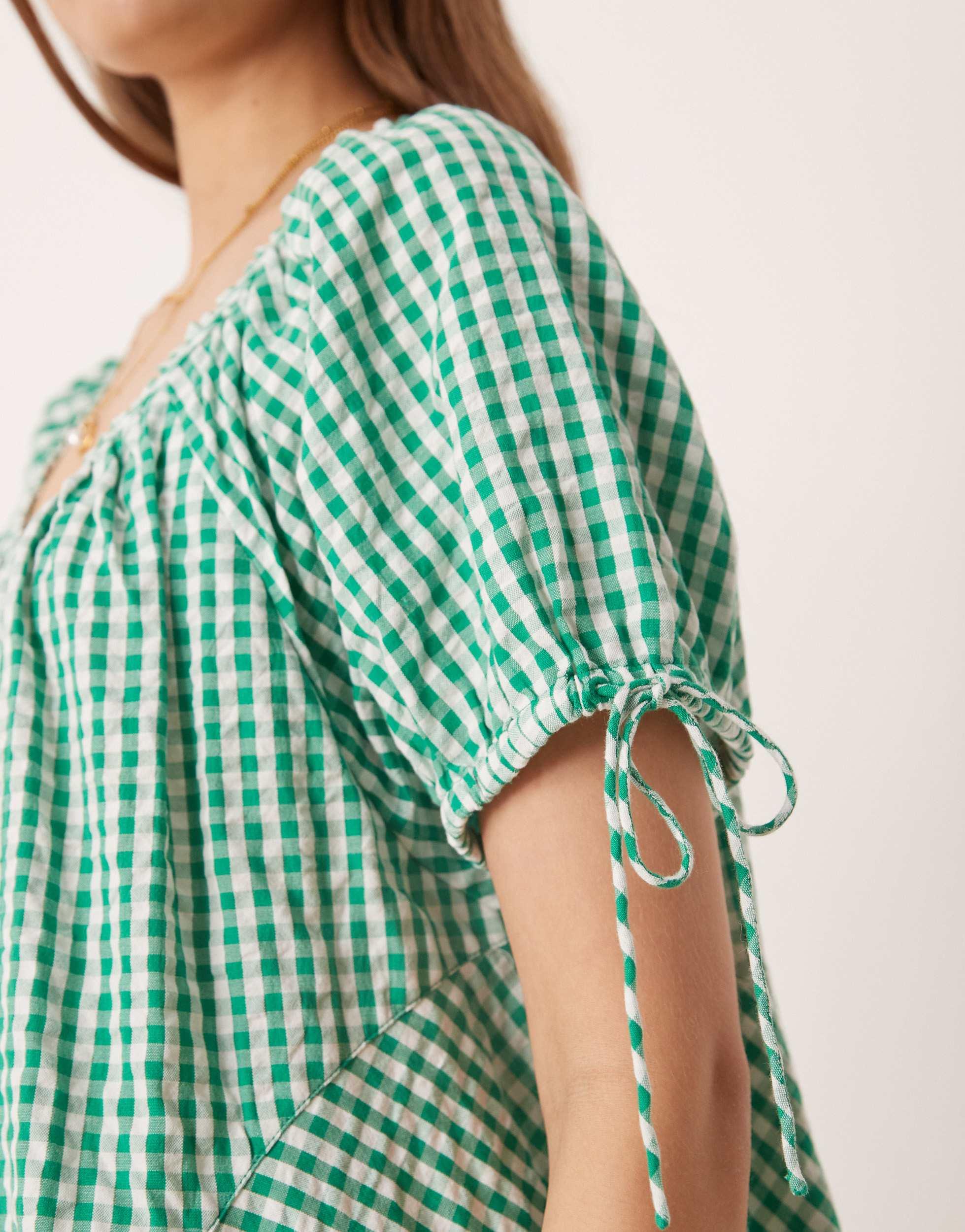 free people green gingham dress Farley Tunic in Fresh chives