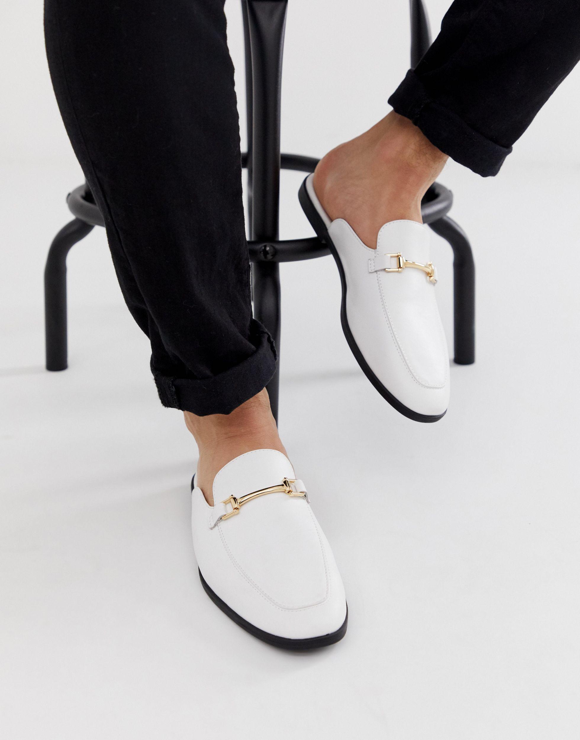 backless white loafers