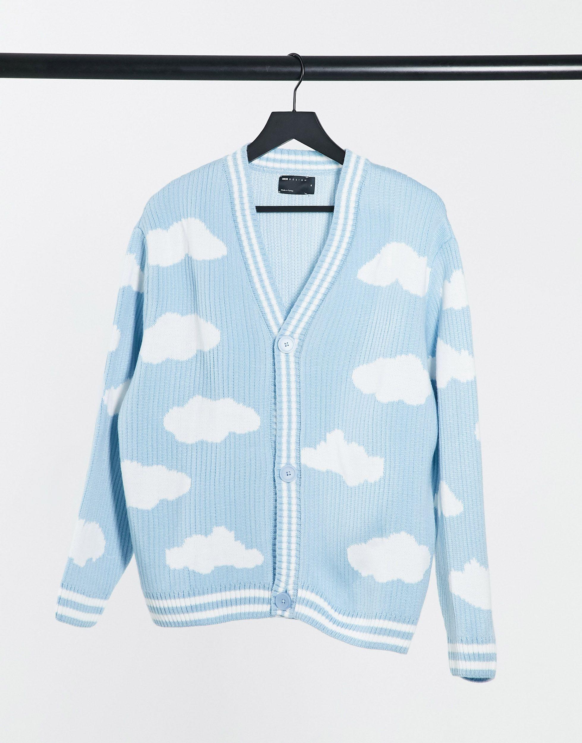 Cardigan oversize testurizzato azzurro con nuvole da Uomo di ASOS in Blu |  Lyst
