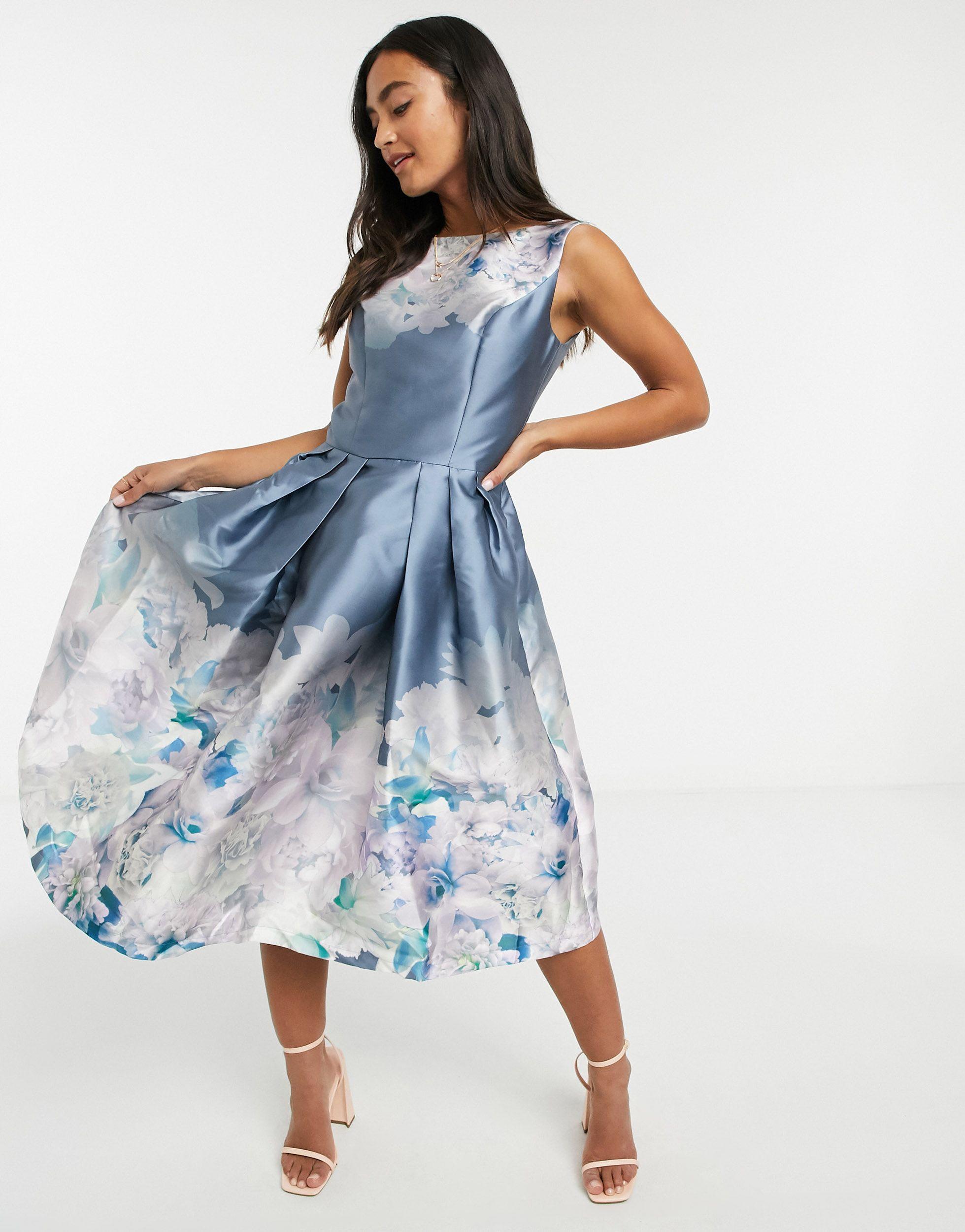 Chi Chi London Midi Dress in Blue | Lyst Australia