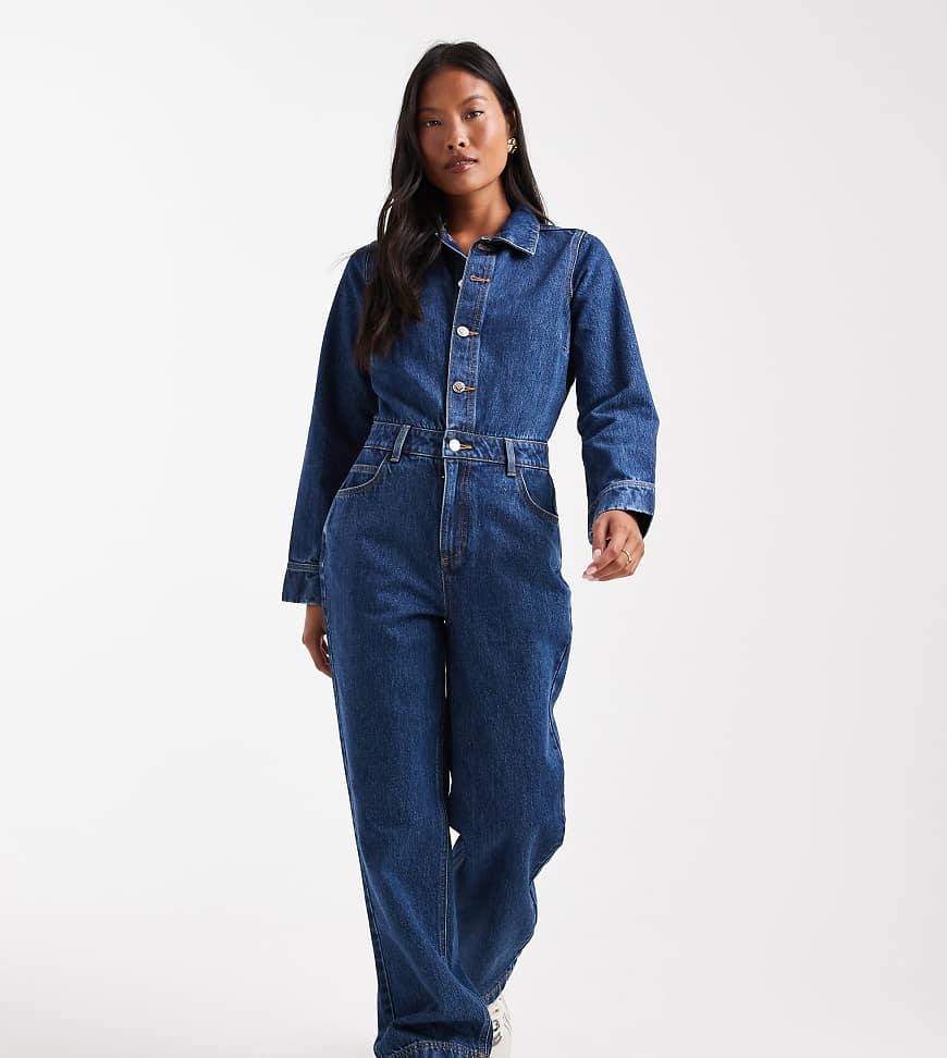 Miss Selfridge Denim Boilersuit in Blue Lyst UK