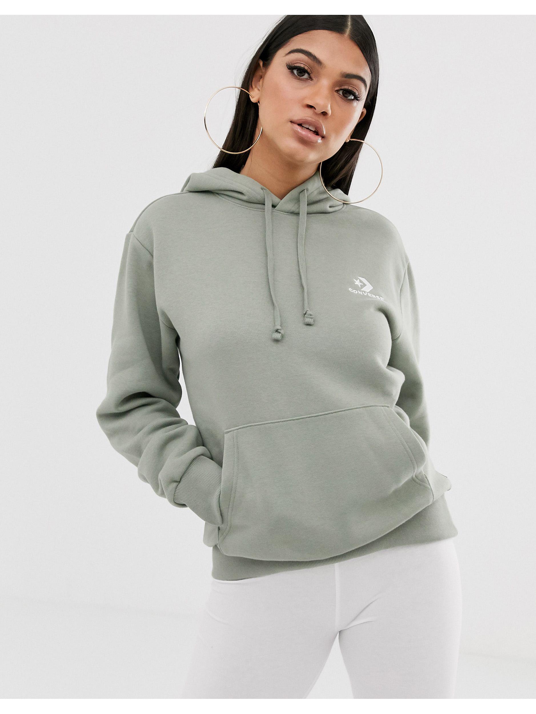 Sermón Rareza Aguanieve Converse Sage Green Oversized Star Chevron Embroidered Pull Over Hoodie |  Lyst