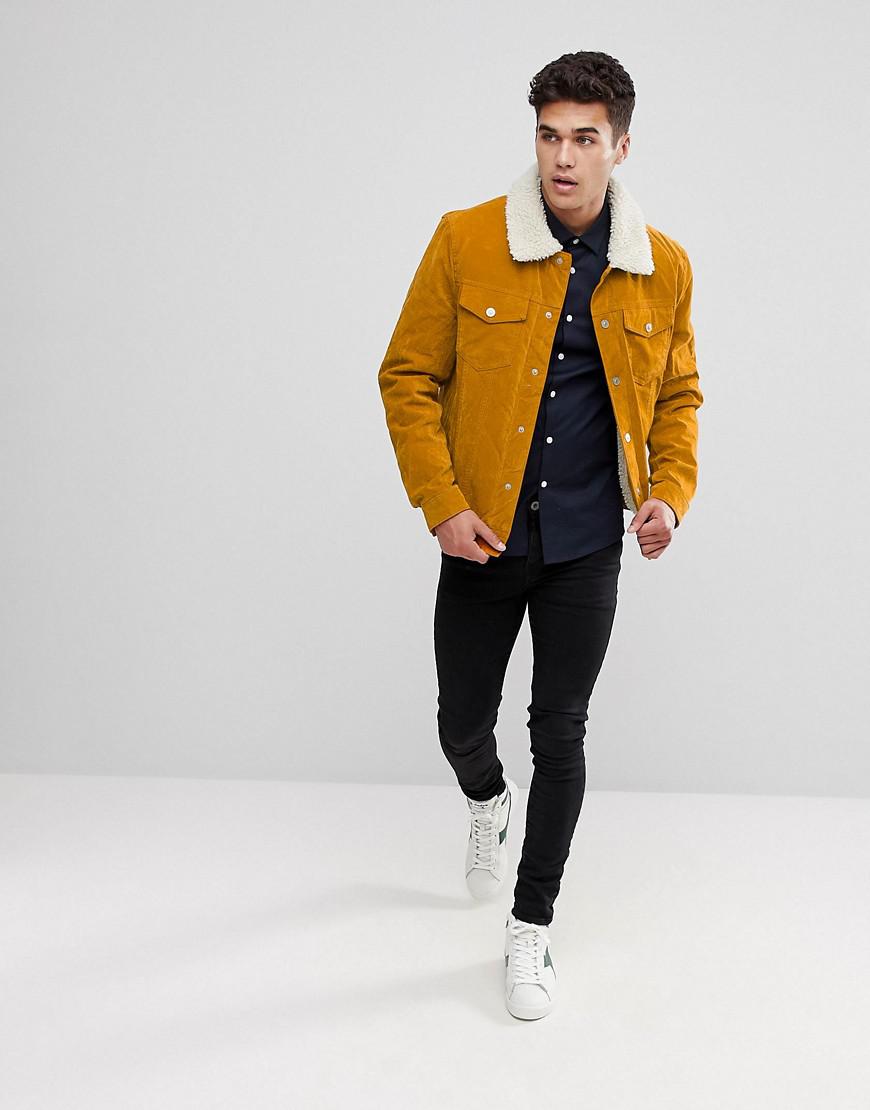 mustard borg jacket