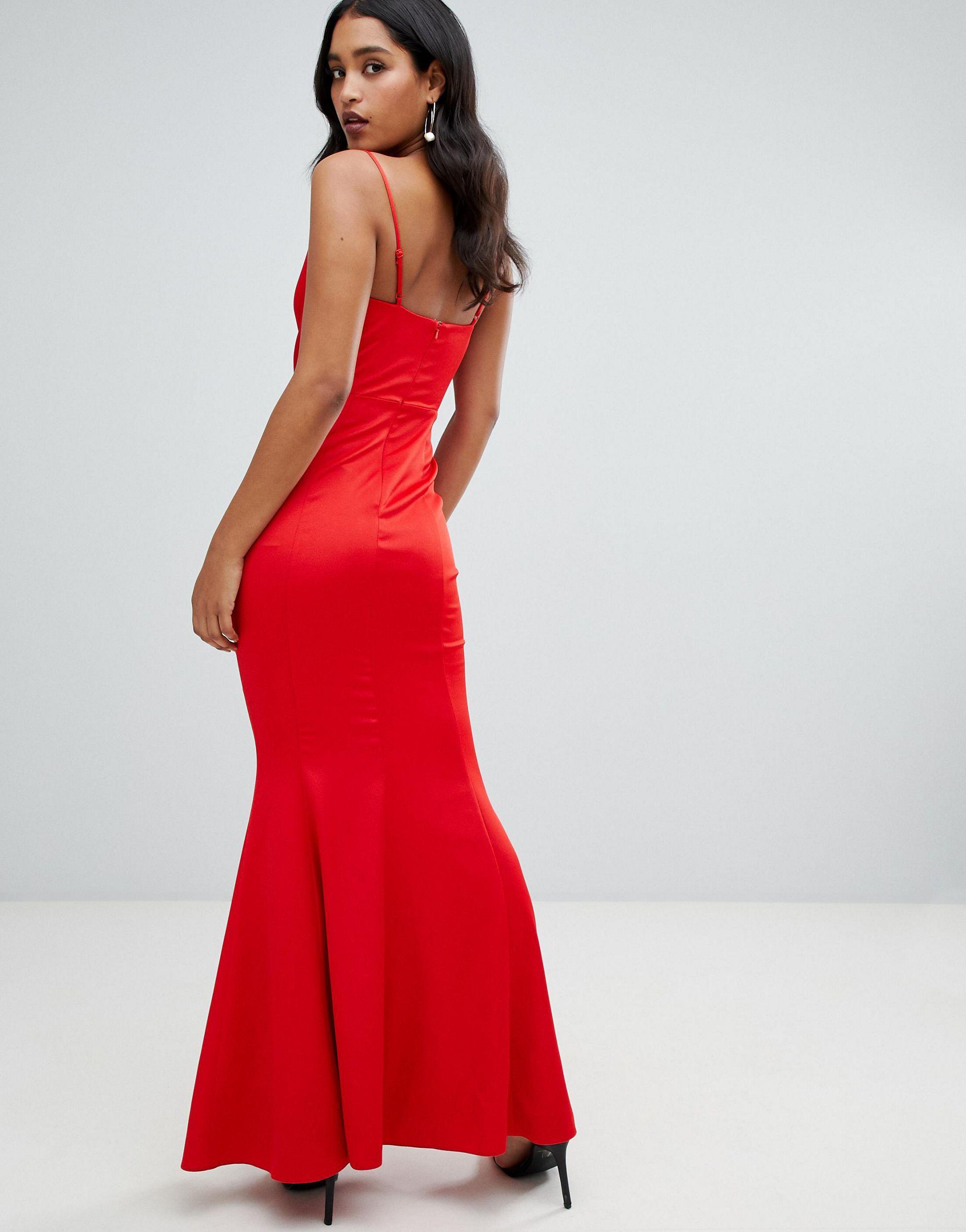 Lipsy Synthetic Cowl Neck Maxi Dress in Red - Lyst