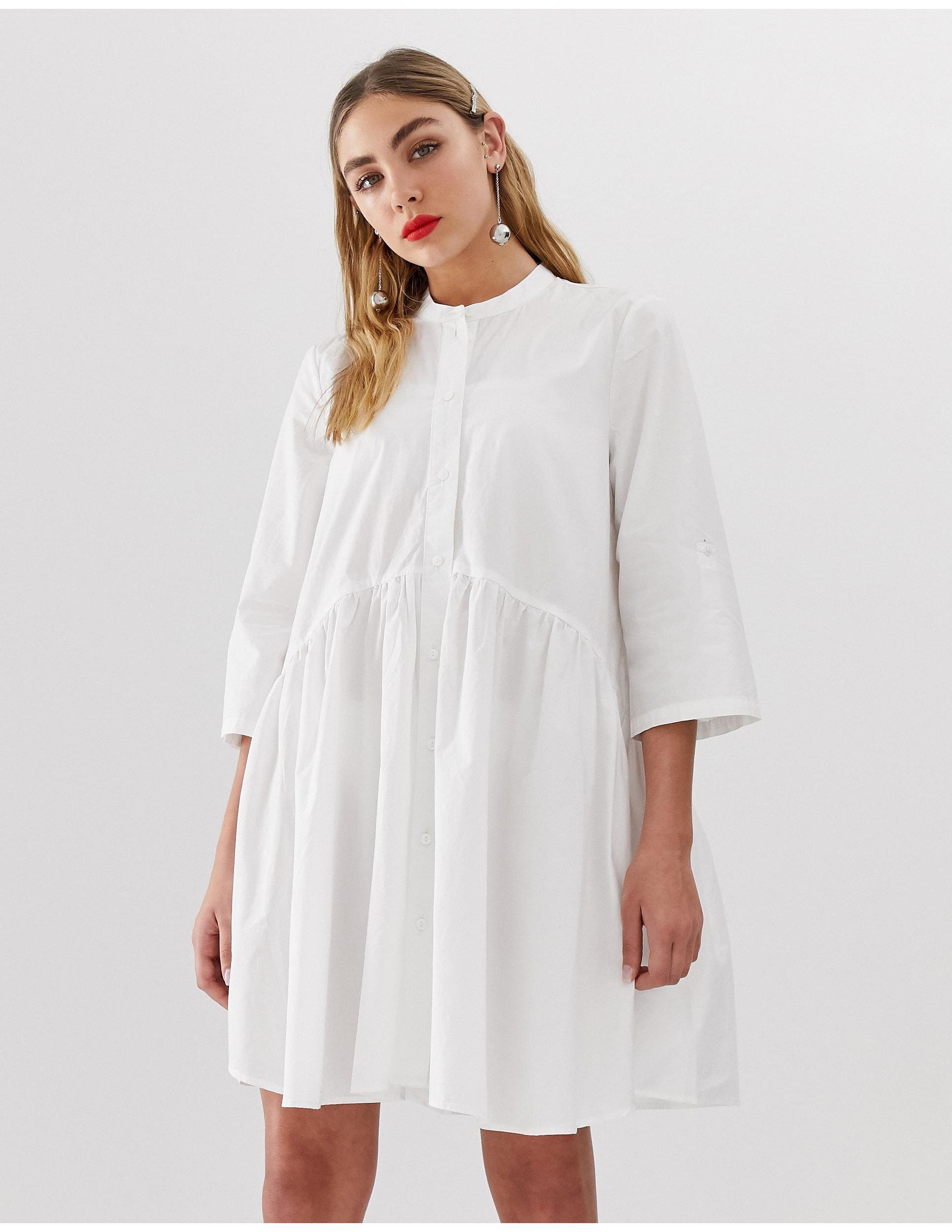 white smock shirt dress