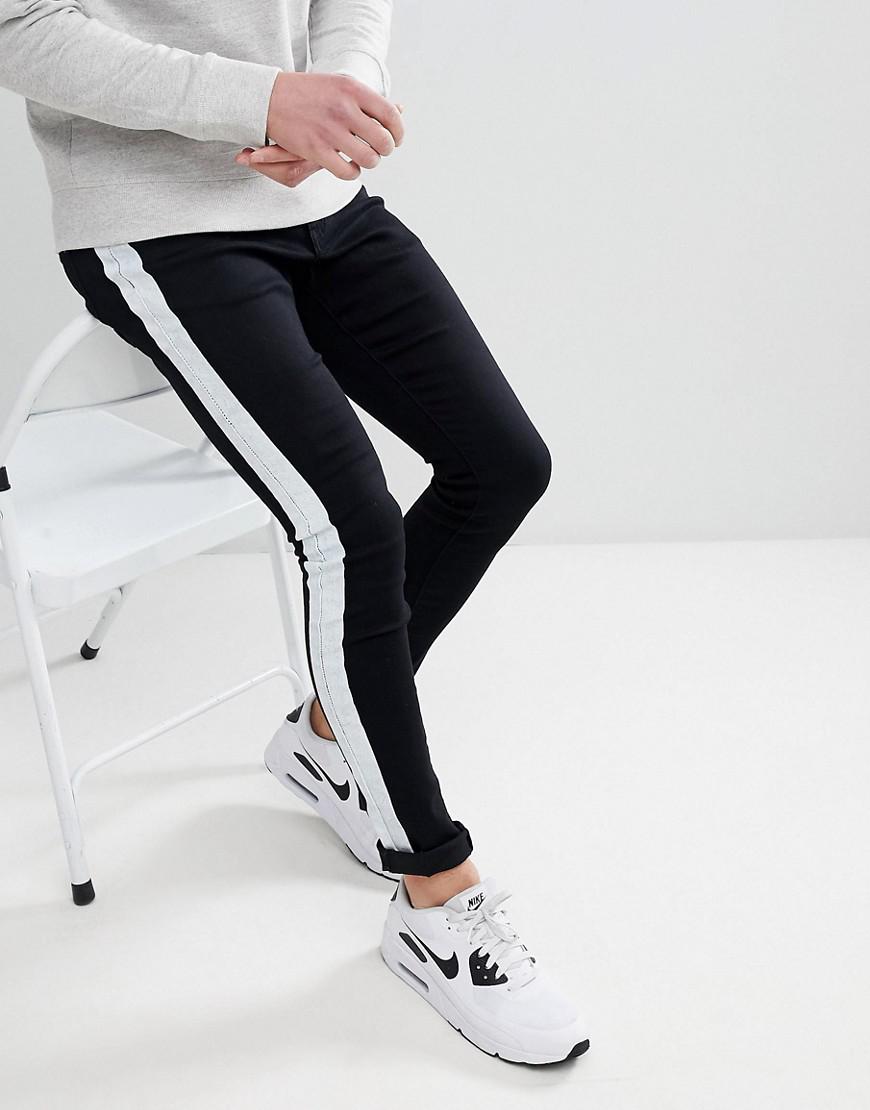black jeans with white stripe mens