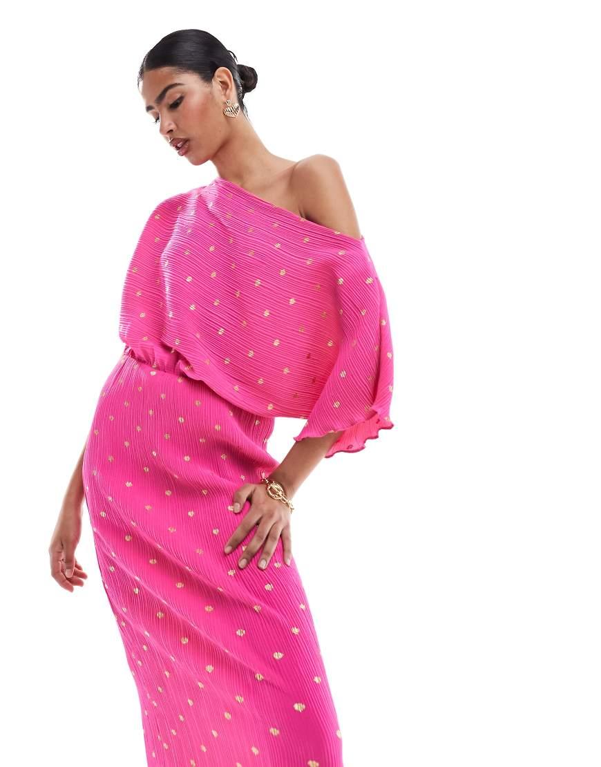 Never Fully Dressed Tilly Fleck Plisse Maxi Dress in Pink | Lyst UK