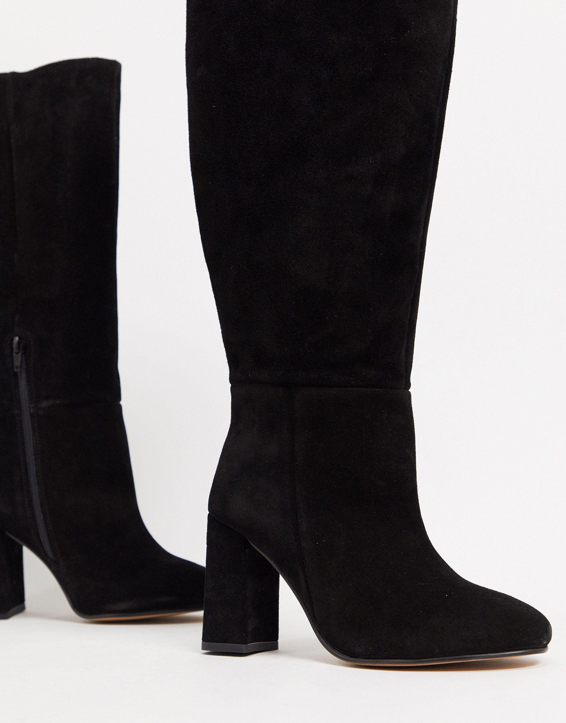 wide fit black suede heels