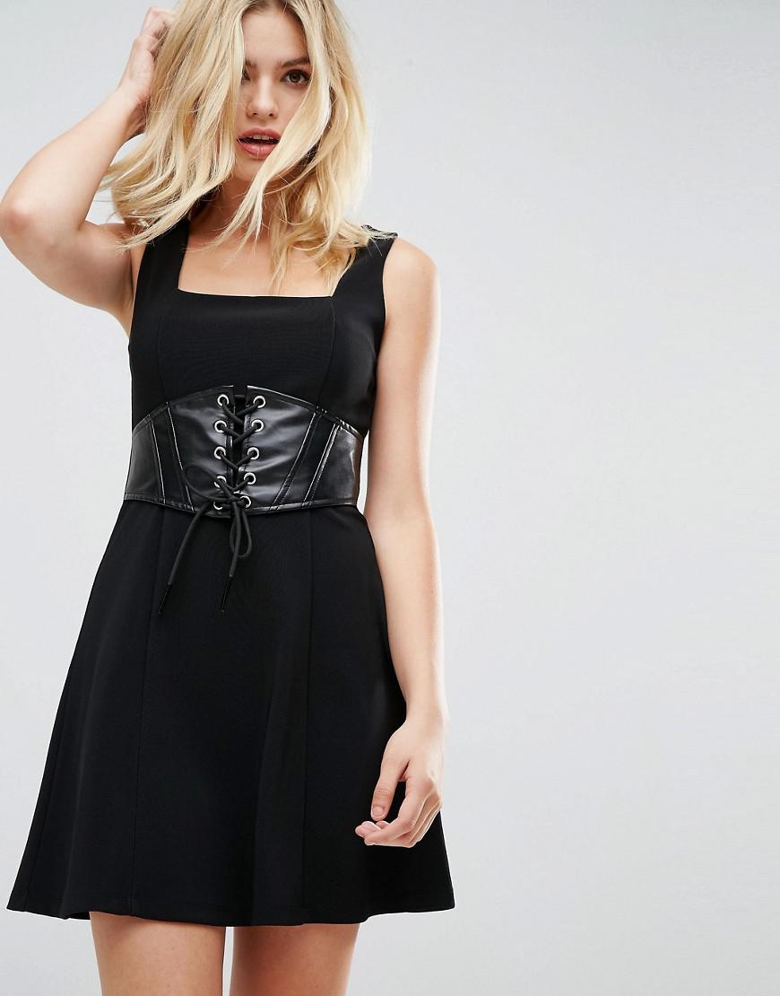 corset black mini dress