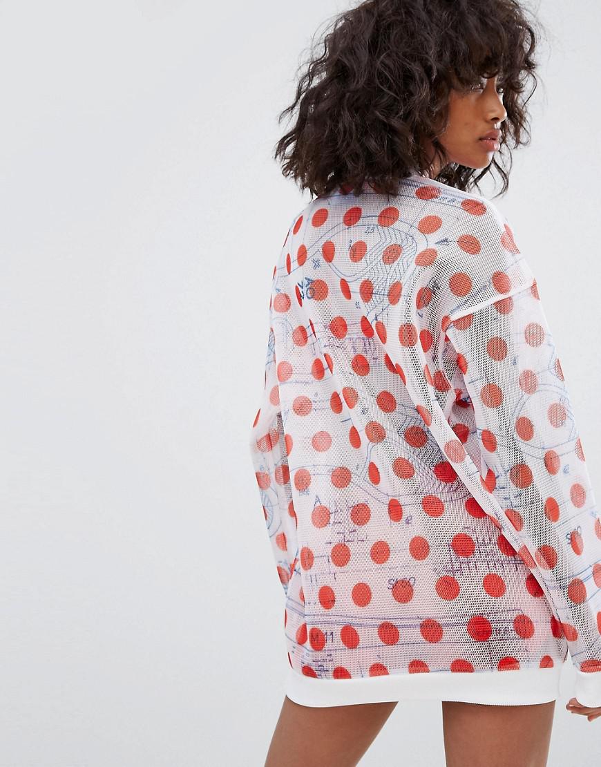adidas Originals Synthetic Osaka Mesh Panel Sweatshirt in Red | Lyst