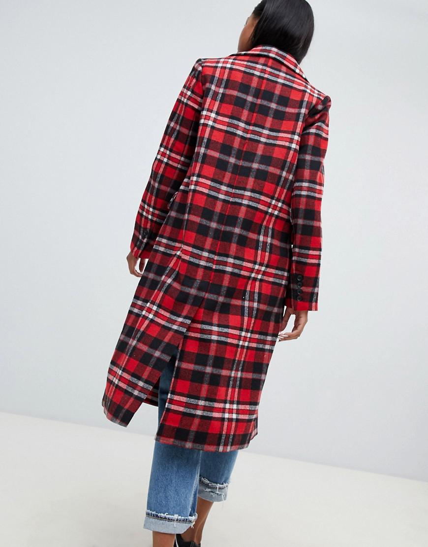 long red plaid coat