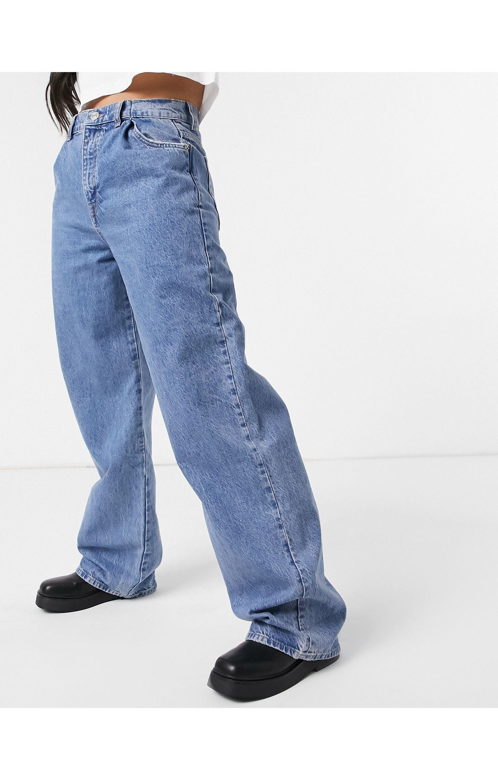 X014 Asos Femme Vêtements Pantalons & Jeans Jeans Baggy & Large Jean dad baggy style années 90 à taille mi-haute et effet dip-dye 