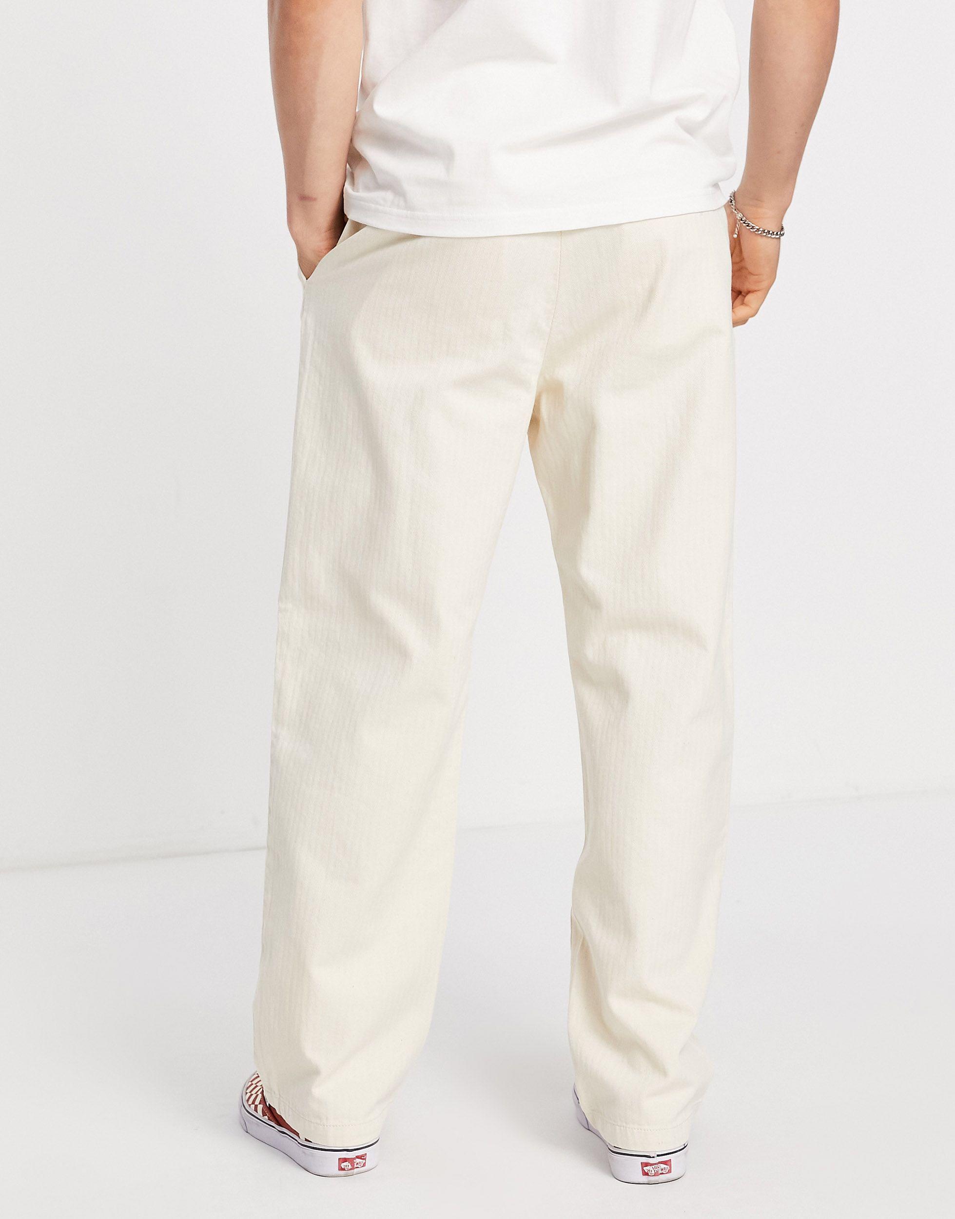 Carhartt WIP Salford Relaxed Straight Fit Trousers in White for Men | Lyst