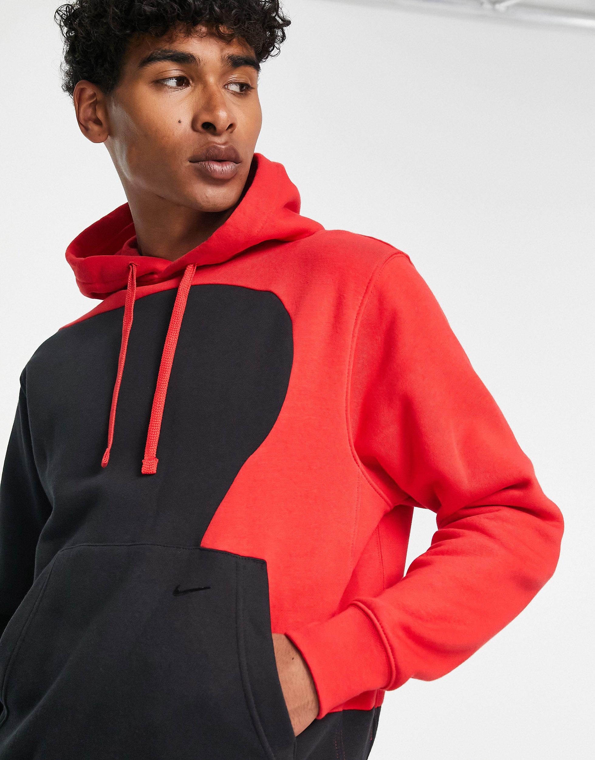 Nike Color Clash Color Block Hoodie in Red for Men | Lyst