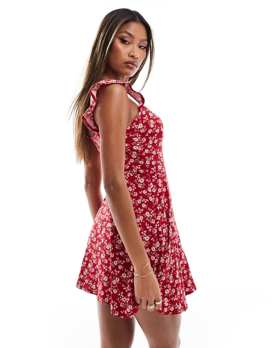 Hollister Floral Print Mini Skort Dress in Red | Lyst UK