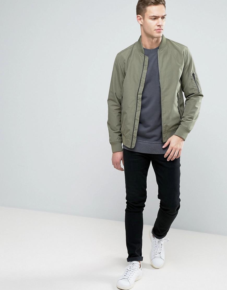 Jack & Jones Synthetic Core Bomber Jacket With Ma-1 Pocket in Green for Men  | Lyst