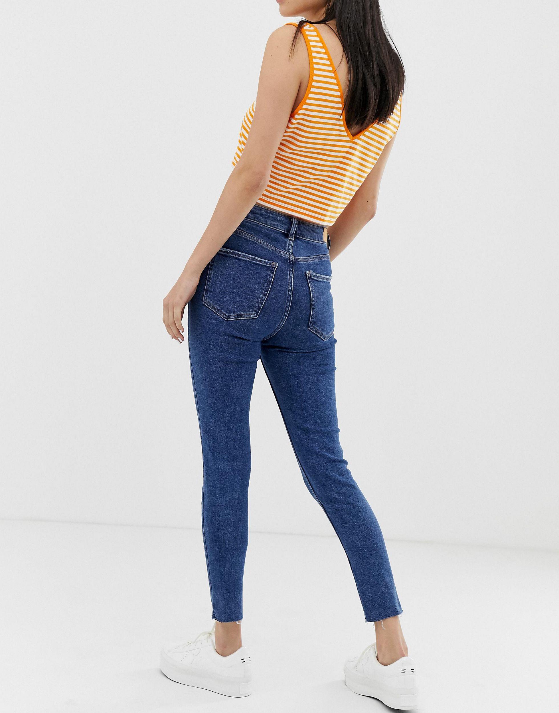 Bershka Denim Super High Waist Jean in Blue | Lyst