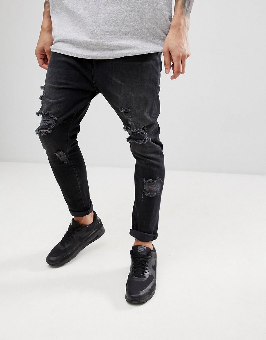 black drop crotch jeans